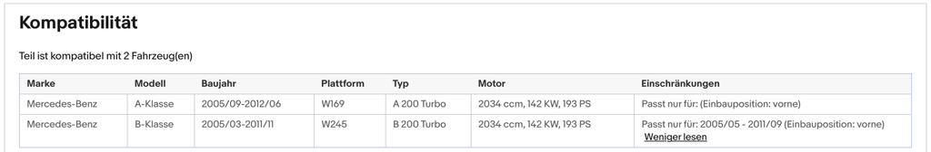 Katalysator für Mercedes A/B - Klasse Turbo, A200/B200, 2.0, 142kW, Euro 4 - KatDoc