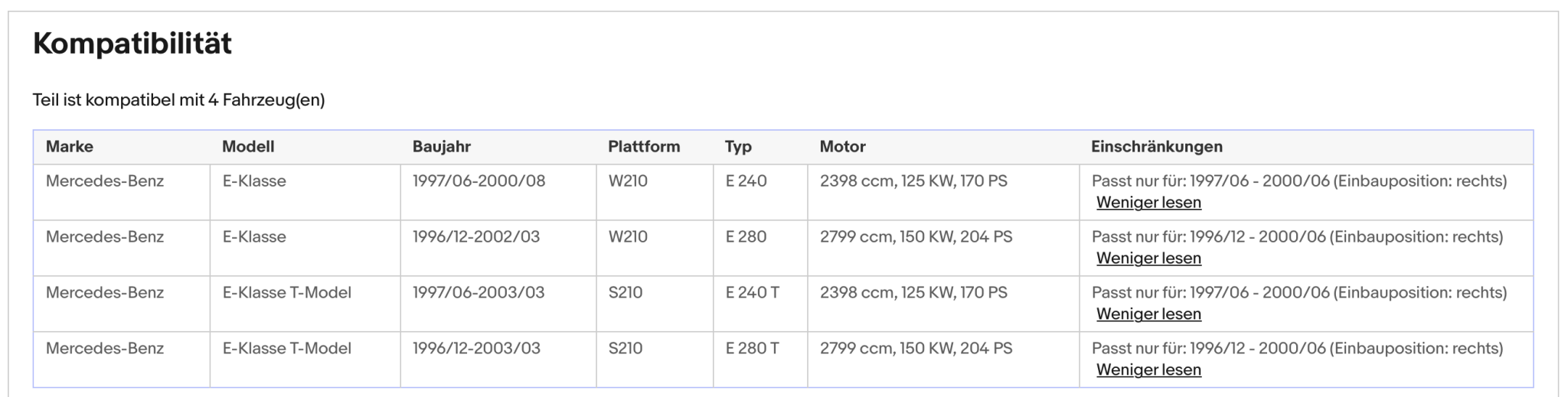 Katalysator für Mercedes E - Klasse E280 (W/S210), 2.4/2.8, rechts, Euro 1&2 - KatDoc
