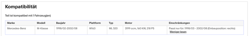 Katalysator für Mercedes M - Klasse (W163) ML320, 3.2, 160kW, rechts, Euro 3 - KatDoc