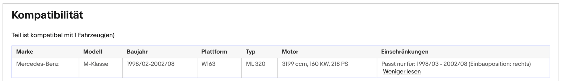 Katalysator für Mercedes M - Klasse (W163) ML320, 3.2, 160kW, rechts, Euro 3 - KatDoc