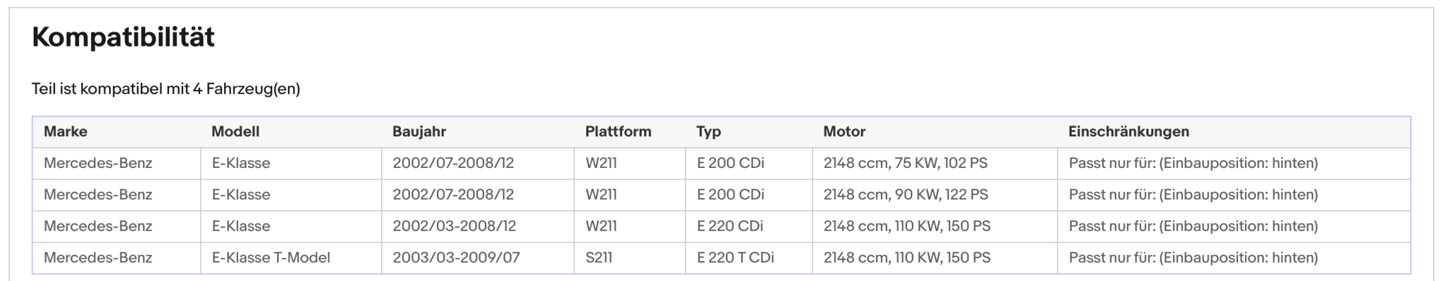 Katalysator für Mercedes E - Klasse (W/S211) E200/220 CDI, 2.1, Euro 4 - KatDoc