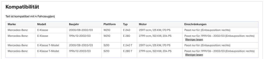 Katalysator für Mercedes E - Klasse (W210/S210), 2.6/2.8, 125/150kW, Euro 3 - KatDoc