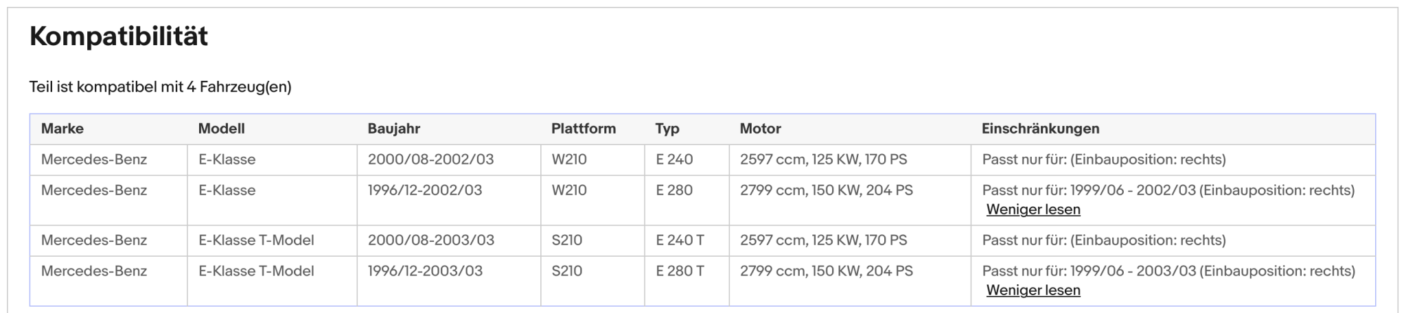 Katalysator für Mercedes E - Klasse (W210/S210), 2.6/2.8, 125/150kW, Euro 3 - KatDoc