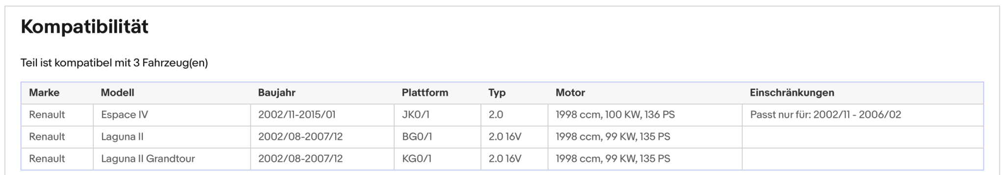 Katalysator Renault Espace/Laguna, 2.0, 16V, 99/100kW, Euro 3 - KatDoc