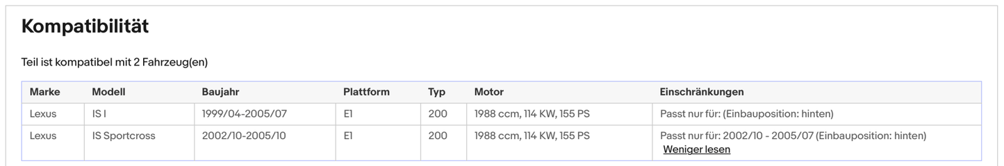 Katalysator für Lexus IS 1/ SportCross, (E1), 200, 114kW, Euro 4 - KatDoc