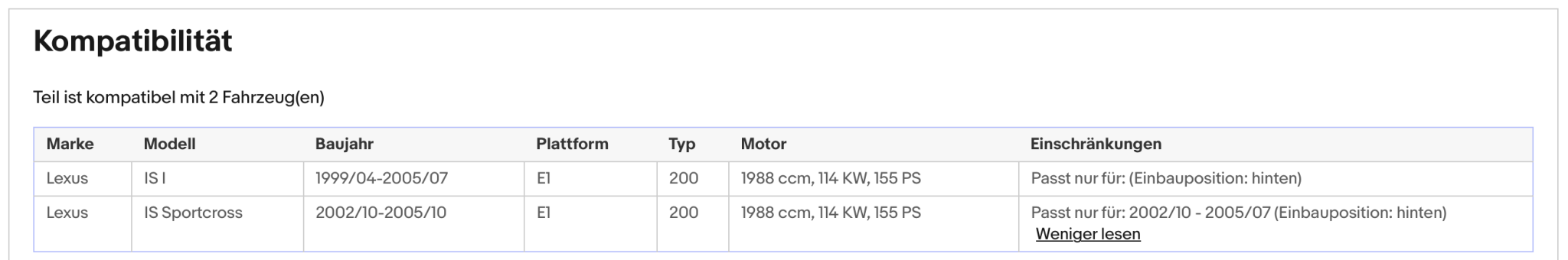 Katalysator für Lexus IS 1/ SportCross, (E1), 200, 114kW, Euro 4 - KatDoc