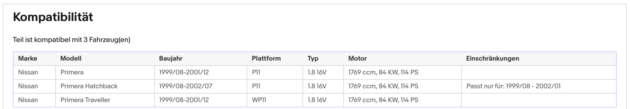Katalysator Nissan Primera 1.8 16V, 84kW, Euro 3 - KatDoc