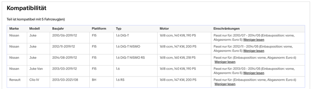 Katalysator Nissan Juke, Renault Clio, 1.6, DiG - T/RS, 140/147/160kW, Euro 5&6 - KatDoc