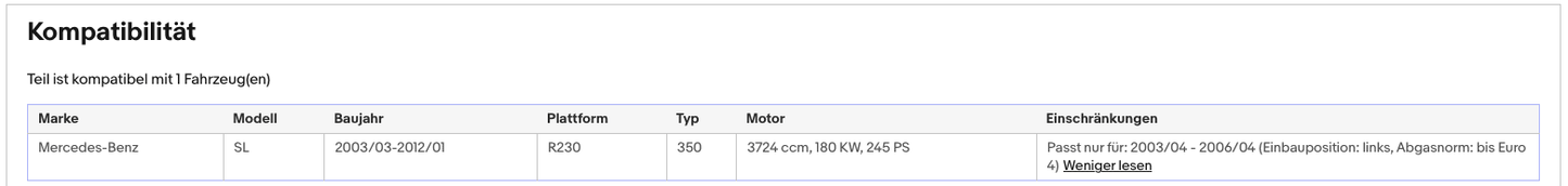 Katalysator Mercedes SL, 350, 3.7, 180kW, Euro 4 - KatDoc