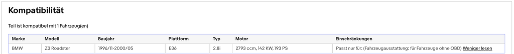 Katalysator BMW Z3 Roadster, 2.8 i, 142kW, Euro 3 - KatDoc