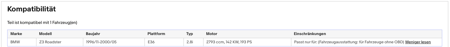 Katalysator BMW Z3 Roadster, 2.8 i, 142kW, Euro 3 - KatDoc