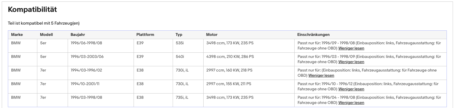 Katalysator BMW 5er/7er, (E38/E39),3.0/3.5/4.4,155/160/173/210kW, links,Euro 2 - KatDoc