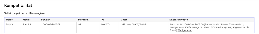 Katalysator für Toyota RAV4, 2.0 4WD, 110kW, Euro 4 - KatDoc