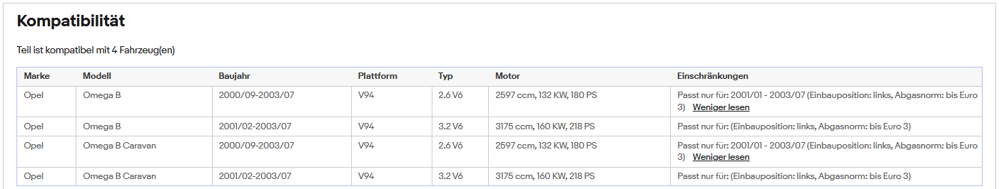 Katalysator für Opel Omega B, 2.6/3.2, V6, 132/160kW, rechts, Euro 3 - KatDoc