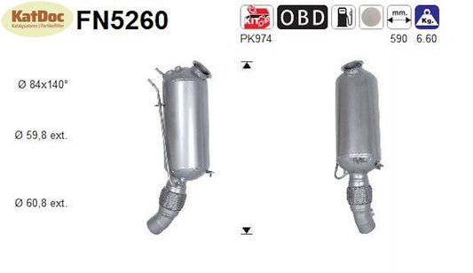 Ruß - Partikelfilter für BMW 1er (F20/21), 114d/116d, 1.5, 70/85kW, Euro 6 - KatDoc