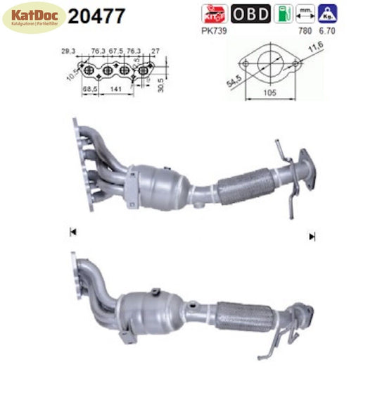 Katalysator für Ford Focus 2, 1.4/1.6, 59/74/85kW, Euro 5 - KatDoc