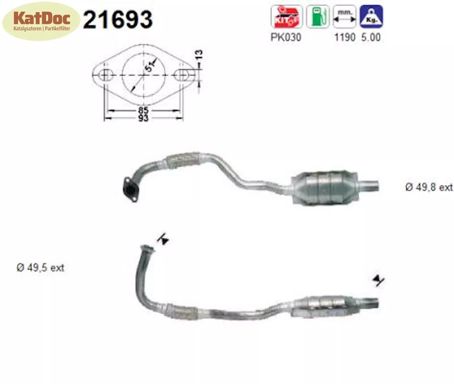 Katalysator Opel Astra F/G, 1.6, i, 55kW, Euro 1&2 - KatDoc