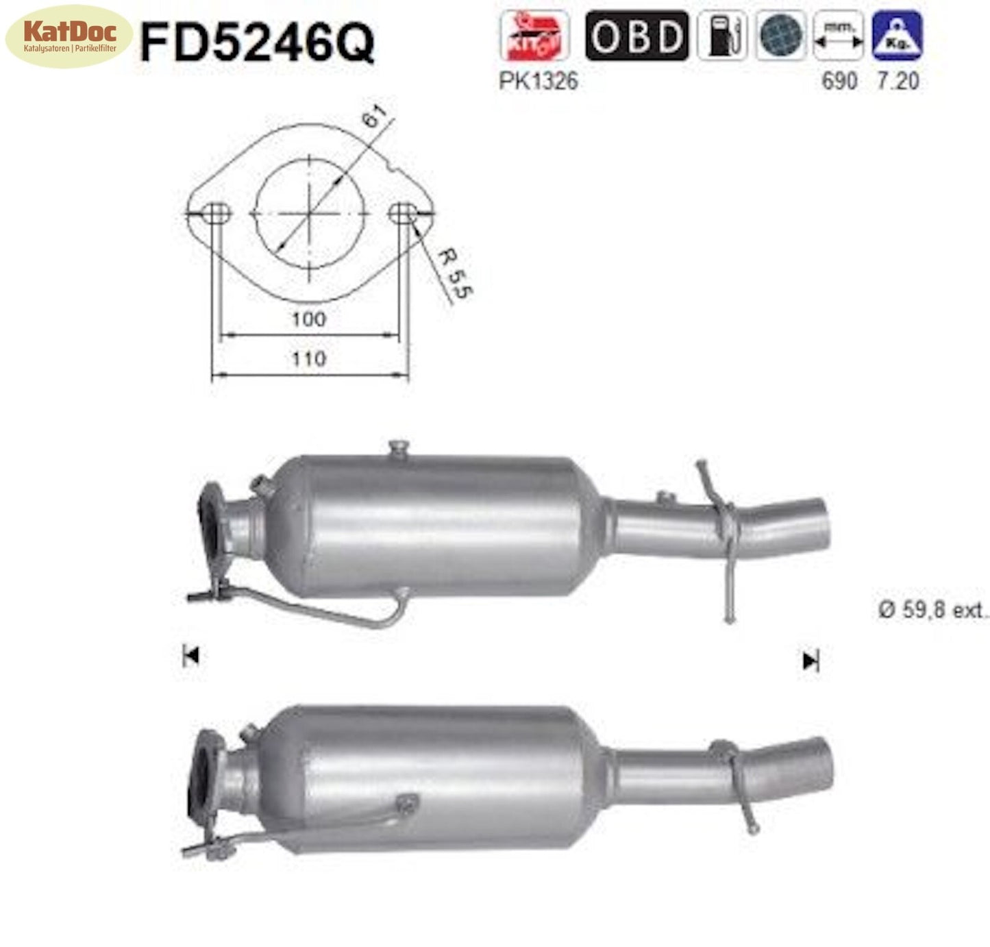 Ruß - Partikelfilter für Ford Transit 2.2 TDCi V363, Silizium, Euro 5 - KatDoc