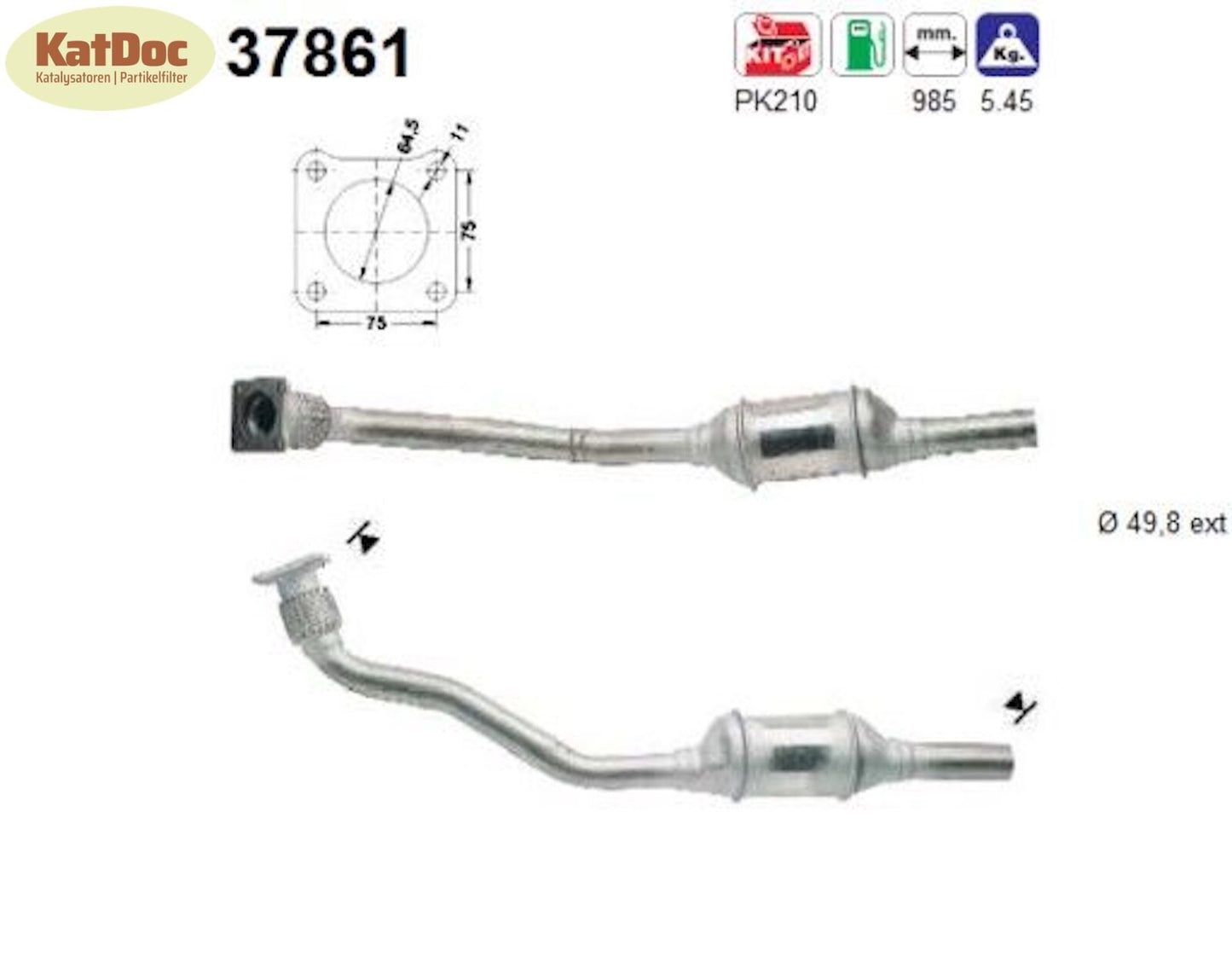 Katalysator für VW Golf 3/4,Passat B3/Vento, 1.8, 66kW, Euro 1&2 - KatDoc