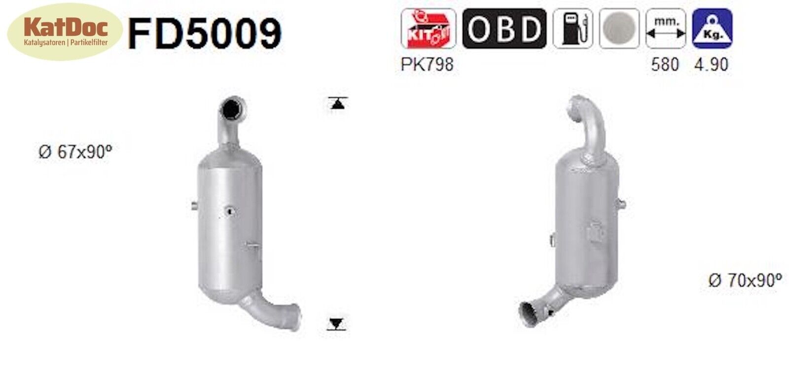 Ruß - Partikelfilter Citroen und Peugeot, 1.6/1.8, HDi, 66/80/82kW, Euro 4 - KatDoc