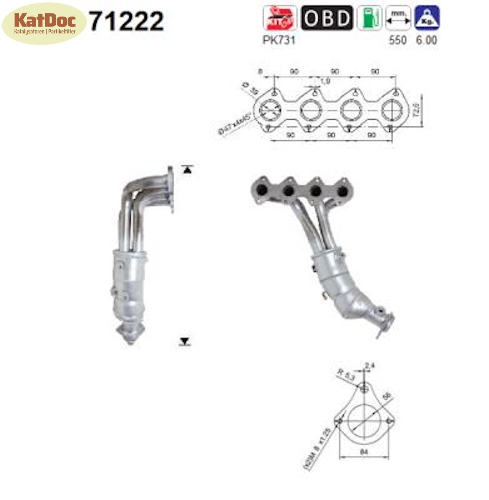 Katalysator Mercedes C - Klasse/CLK, 1.8, 105/120/125/141kW, Kompressor, Euro 3 - KatDoc