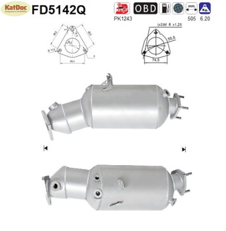 Ruß - Partikelfilter für Audi A6, 2.0 TDI, 100/120/125kW, Silizium, Euro 5 - KatDoc