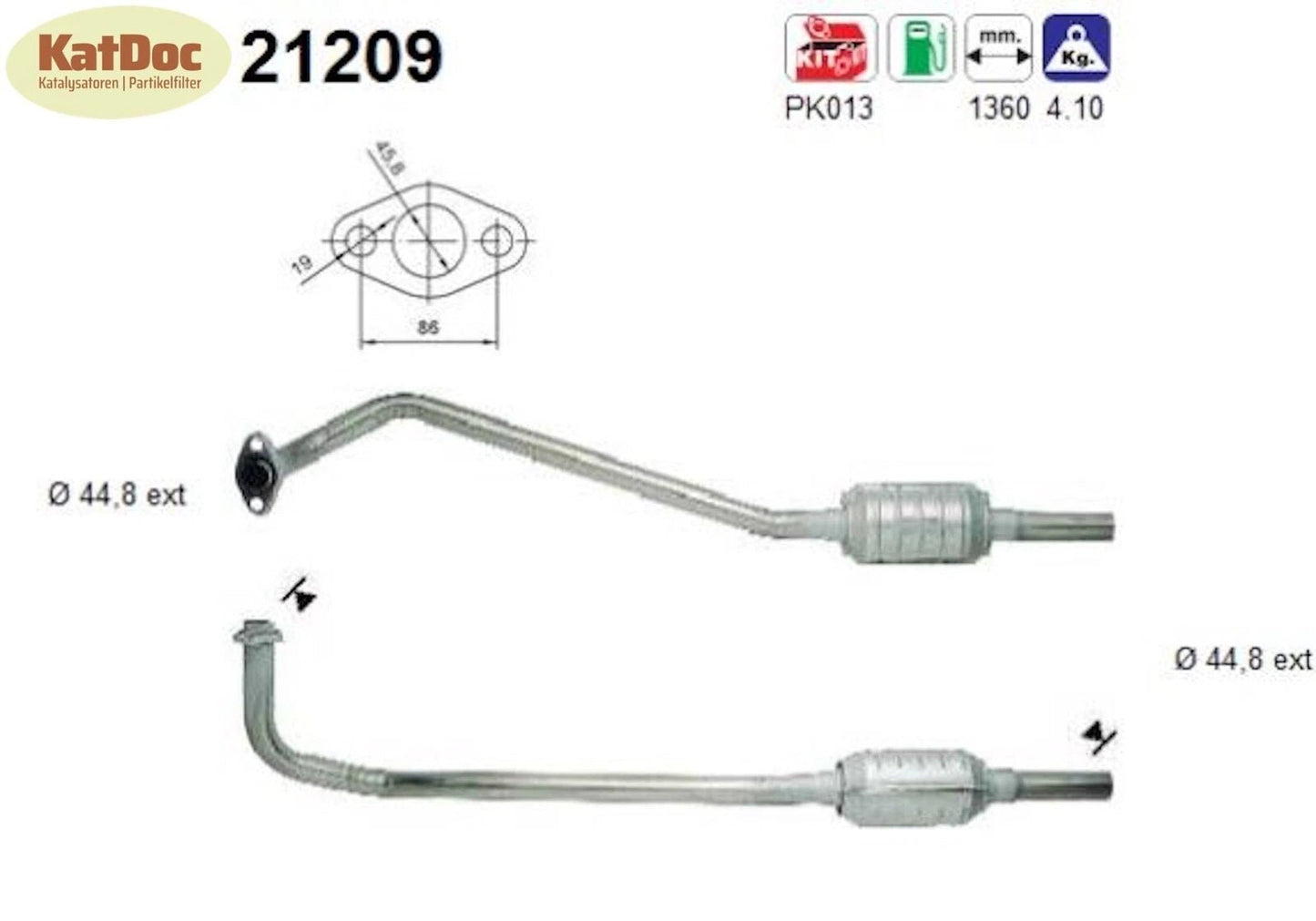 Katalysator für Opel Combo/Corsa B, 1.2/1.4, 33/44/60kW, Euro 1&2 - KatDoc
