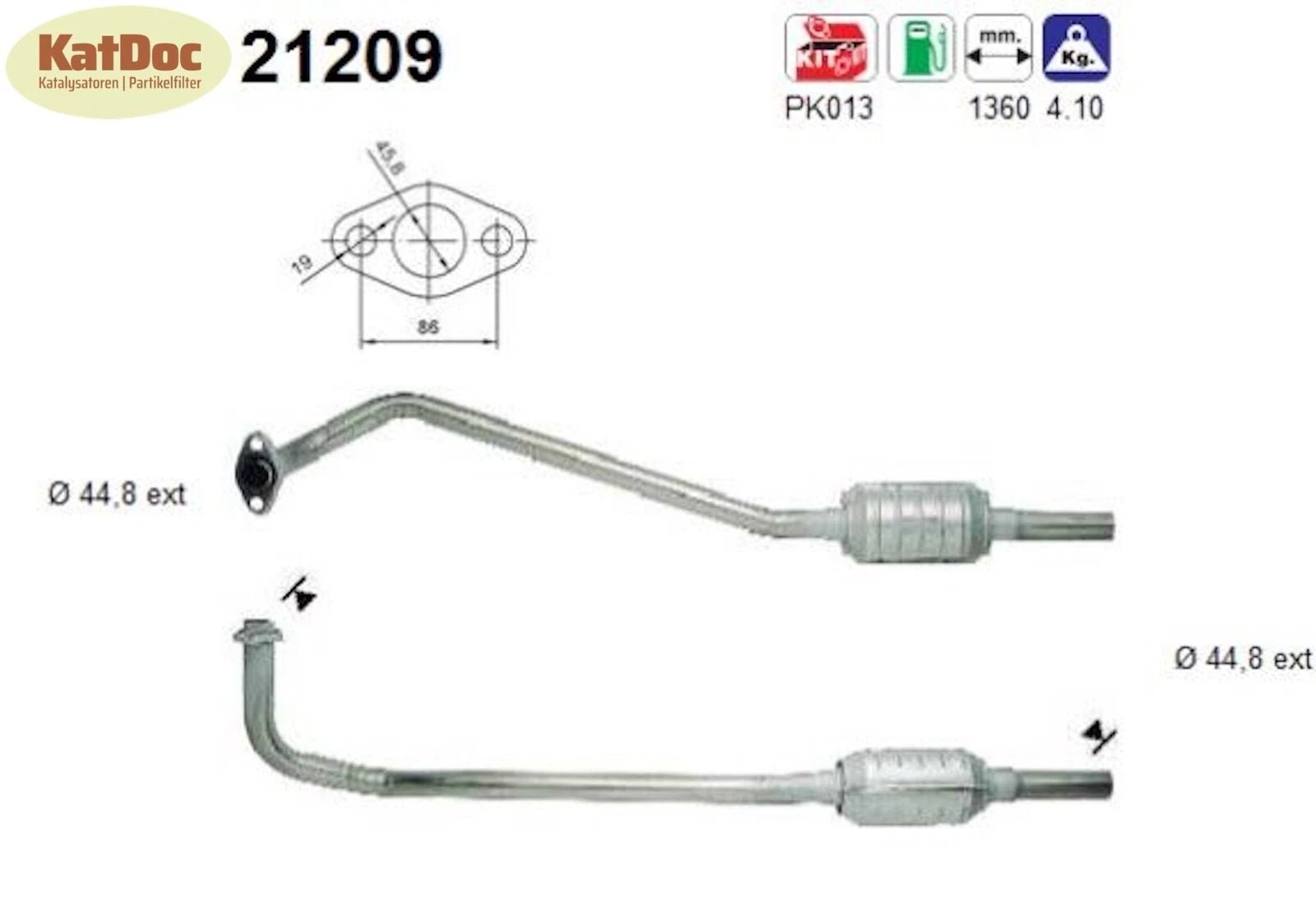 Katalysator für Opel Combo/Corsa B, 1.2/1.4, 33/44/60kW, Euro 1&2 - KatDoc