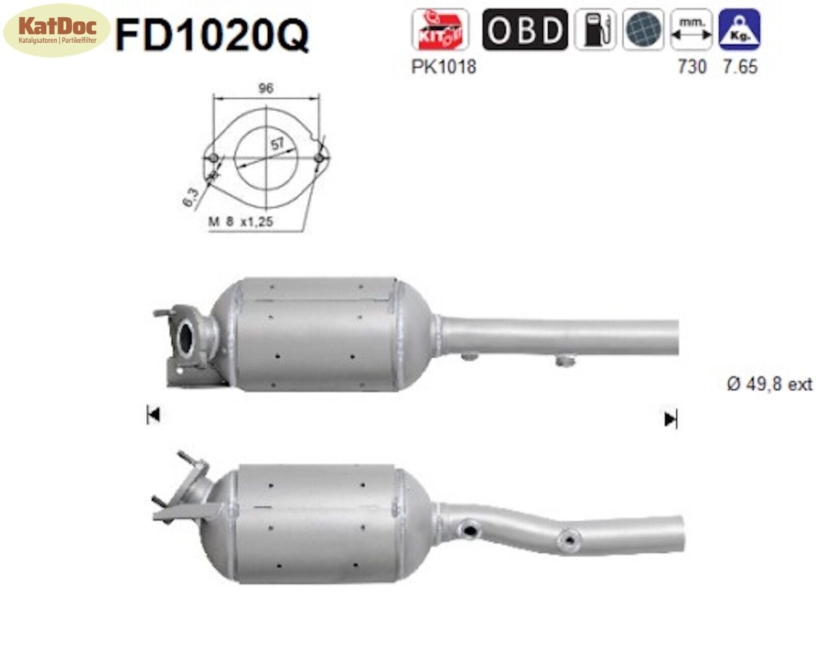Ruß - Partikelfilter für Renault Grand Scenic/Megane, 1.9 dCi, Silizium, Euro 4 - KatDoc