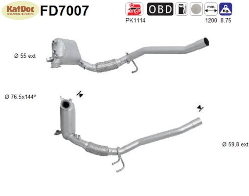 Ruß - Partikelfilter für Audi, Seat, Skoda, VW, 2.0 TDI, 125kW, Euro 4 - KatDoc