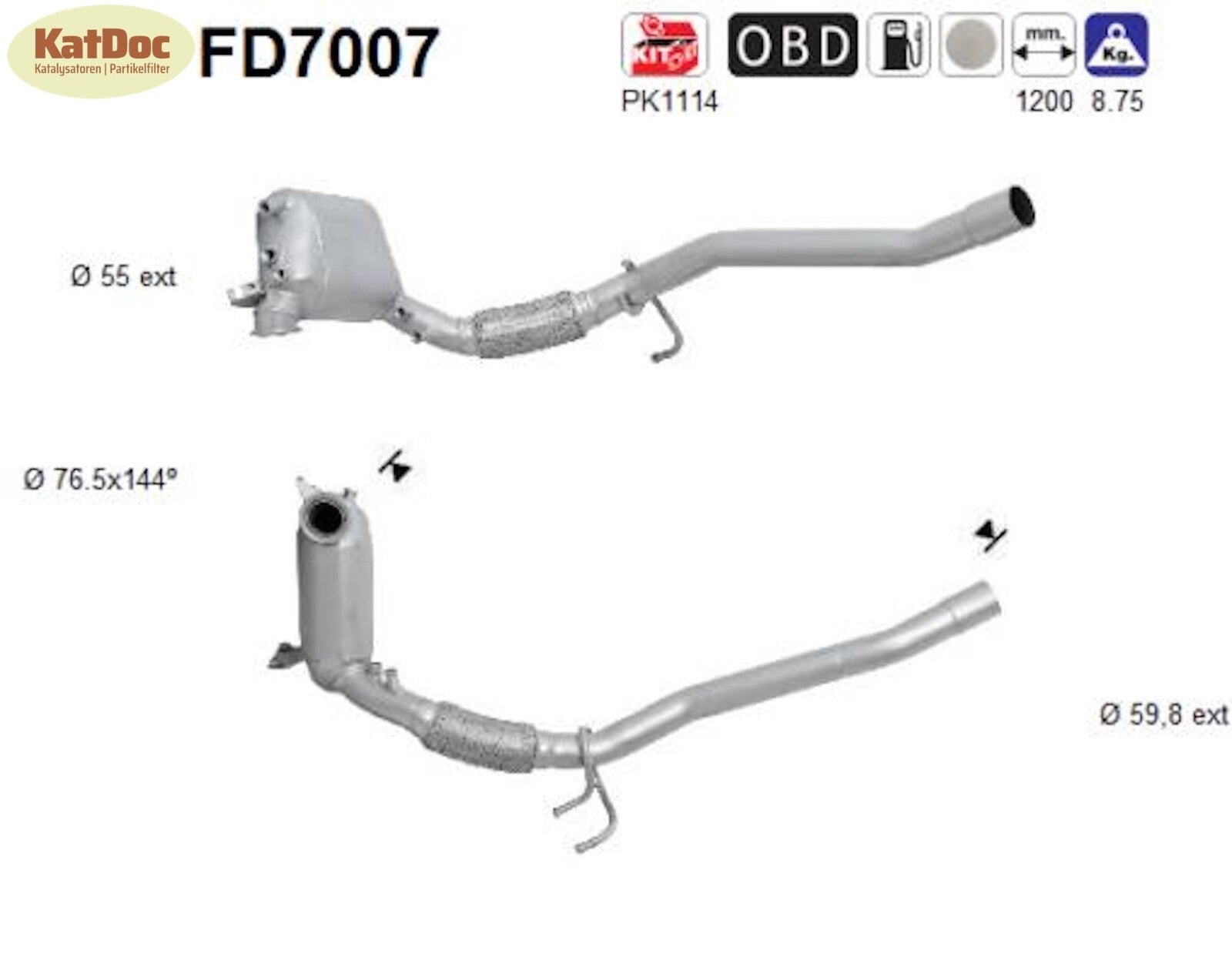 Ruß - Partikelfilter für Audi, Seat, Skoda, VW, 2.0 TDI, 125kW, Euro 4 - KatDoc
