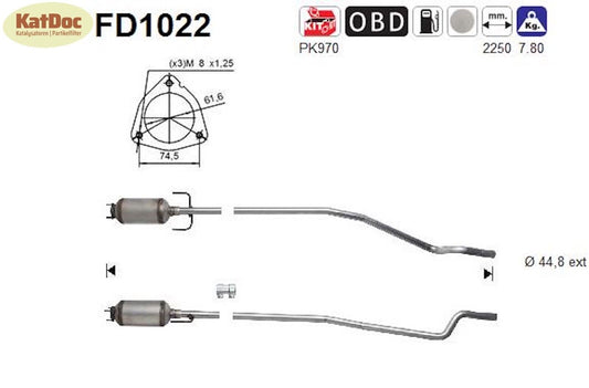 Ruß - Partikelfilter für Opel Combo C, 1.3 CDTI 16V, 55kW, Euro 4 - KatDoc