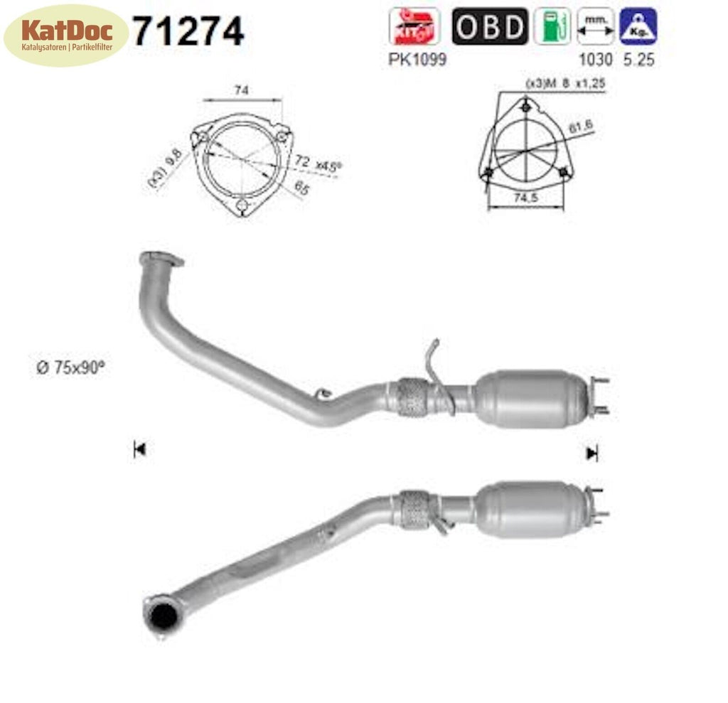 Katalysator für Mercedes A - Klasse/B - Klasse, 2.0 TURBO, 142kW, Euro 4 - KatDoc