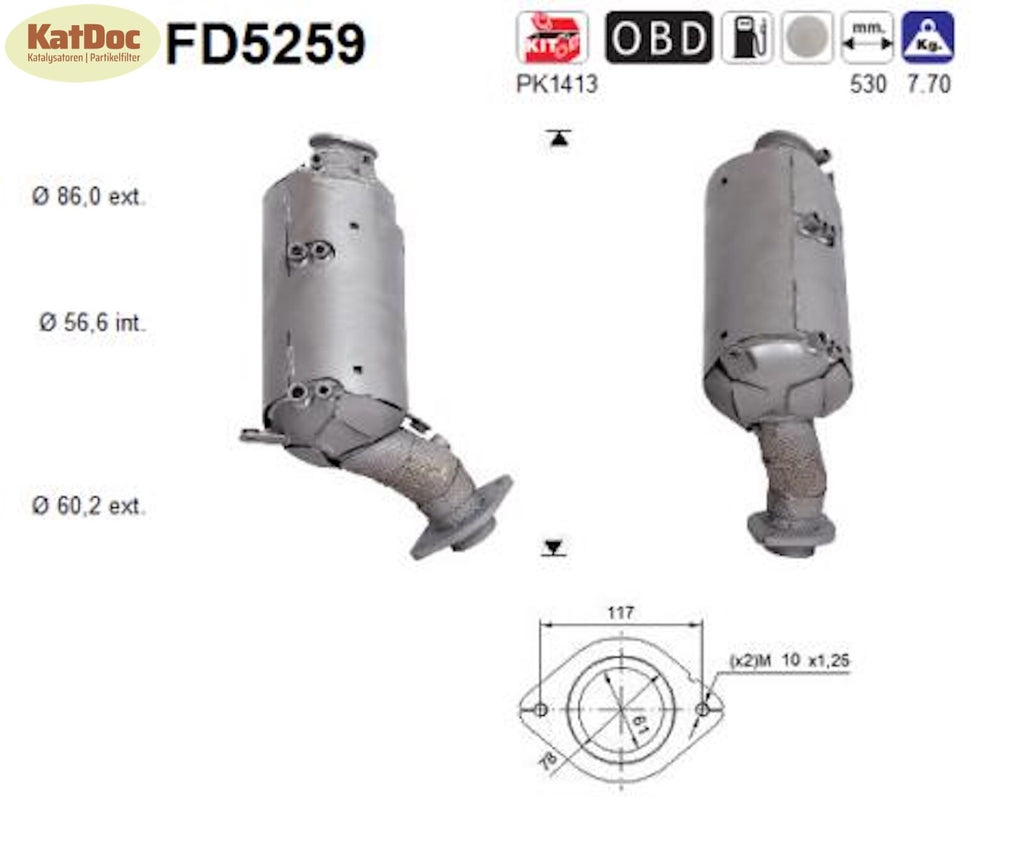 Ruß - Partikelfilter für Toyota Hilux/Land Cruiser Prado, 2.4/2.8 D, Euro 6 - KatDoc