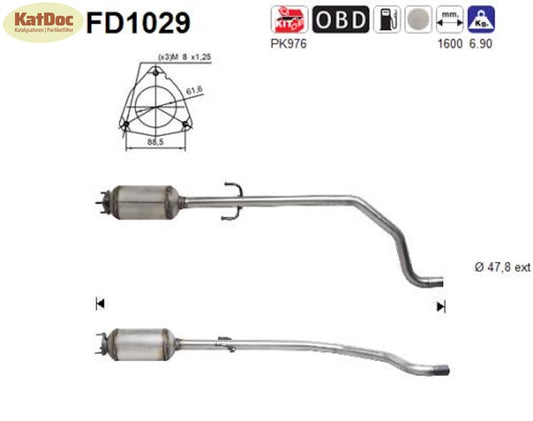 Ruß - Partikelfilter für Corsa D, 1.3 CDTI, 55/66kW, Euro 4 - KatDoc