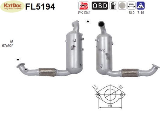 Ruß - Partikelfilter C - Max/Focus/Grand C - Max/Kuga/Mondeo/Tourneo/Transit, Euro 6 - KatDoc