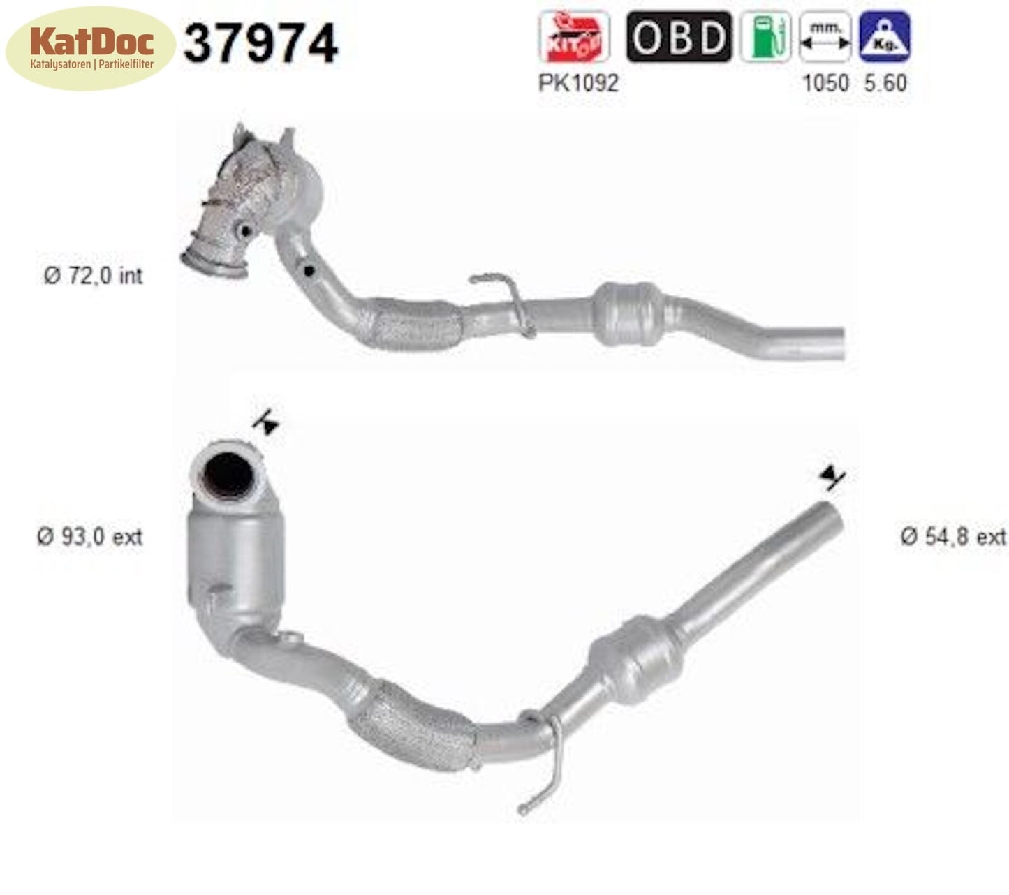 Katalysator für VW Touran 1.4 TSI, 110kW, Euro 6 - KatDoc