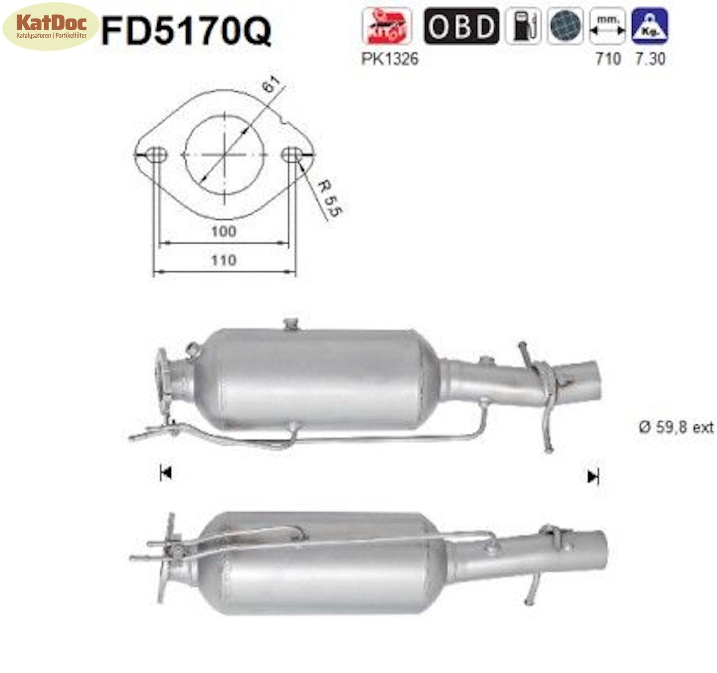 Ruß - Partikelfilter für Ford Transit 2.2 TDCi, Silizium, Euro 5 - KatDoc