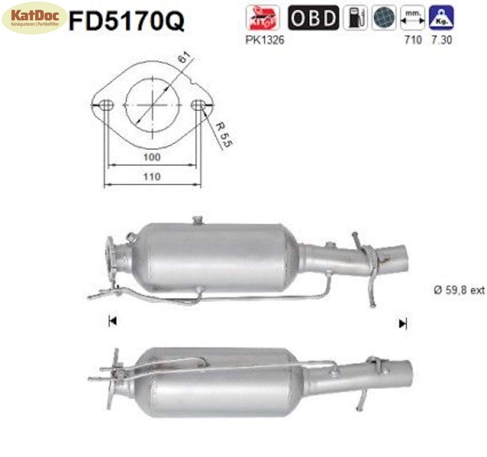 Ruß - Partikelfilter für Ford Transit 2.2 TDCi, Silizium, Euro 5 - KatDoc