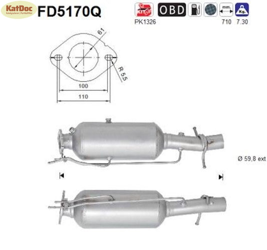 Ruß - Partikelfilter für Ford Transit 2.2 TDCi, Silizium, Euro 5 - KatDoc