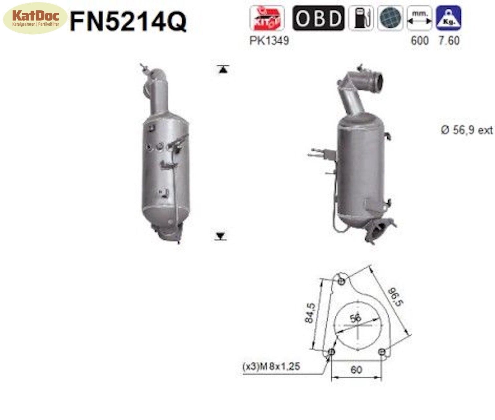 Ruß - Partikelfilter Opel Astra J/K/Insignia A/B/Meriva B/Mokka,Silizium, Euro 6 - KatDoc