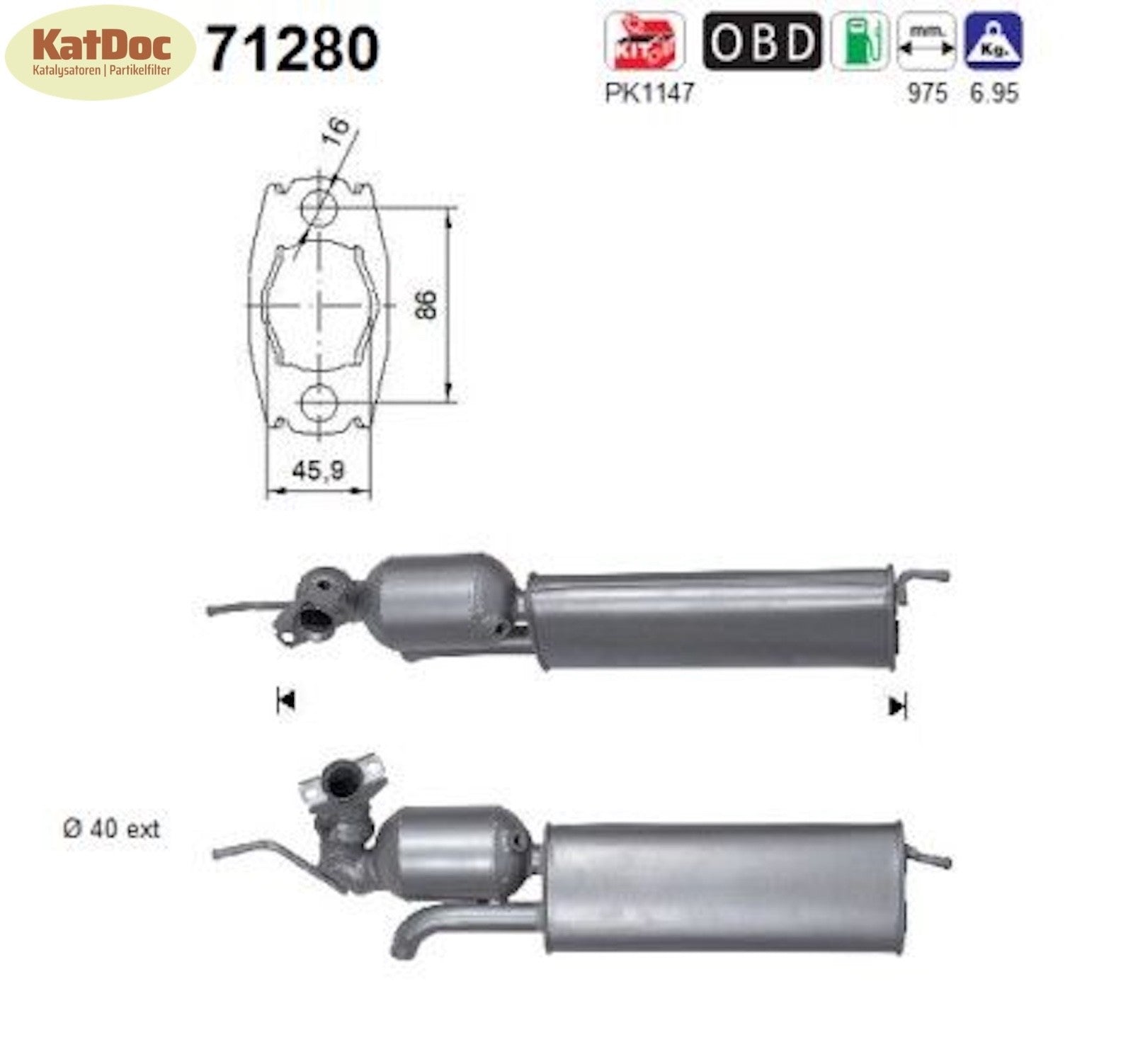 Katalysator für Smart Fortwo 1.0, 45/52/62kW, Euro 5 - KatDoc