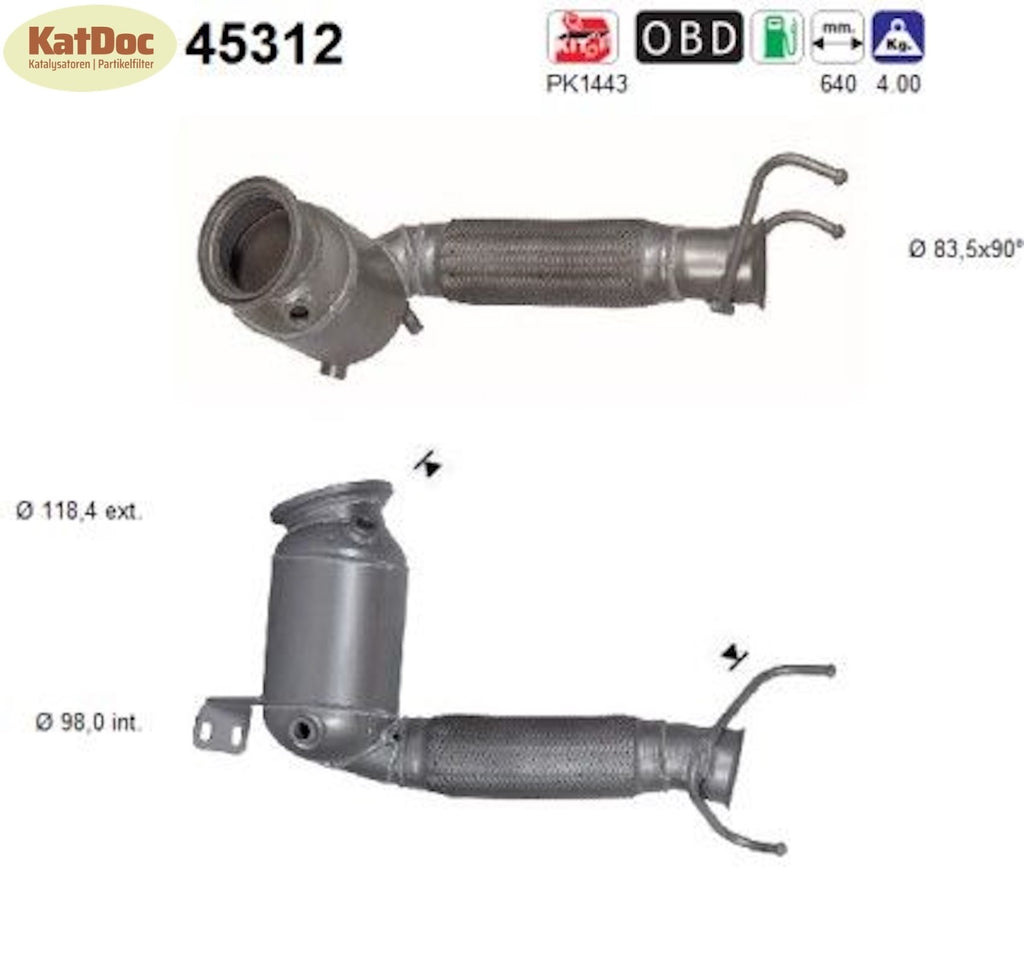 Katalysator BMW 2er/X1/X2, MINI, 2.0, 120/131/141/155/170kW, Euro 6 - KatDoc