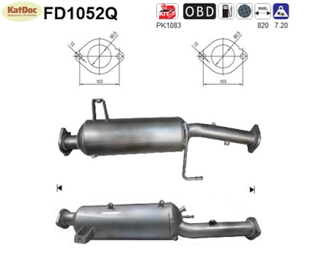 Ruß - Partikelfilter für Mitsubishi Pajero, 3.2 DI - D, 125kW, Silizium, Euro 4 - KatDoc