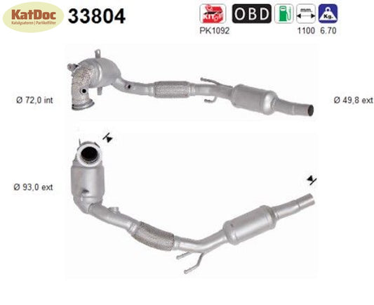 Katalysator Audi Q2, Seat Ateca, Skoda Karoq, VW T - Roc, 1.0 TSI, 85kW, Euro 6 - KatDoc