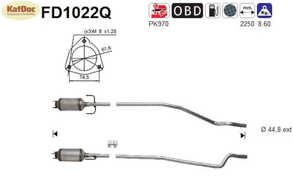Ruß - Partikelfilter für Opel Combo C, 1.3 CDTI 16V, 55kW, Silizium, Euro 4 - KatDoc