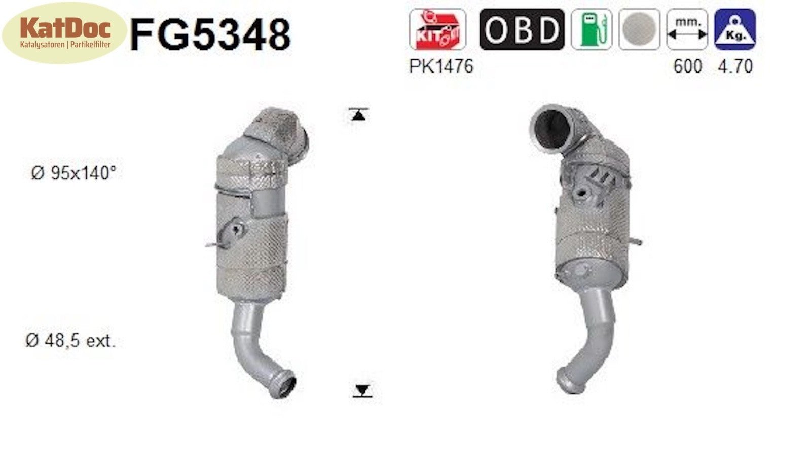 Ruß-Partikelfilter Fiat 500X/Tipo, Jeep Renegade, 1.0, T-GDi,74/84/88kW,Euro 6 - KatDoc