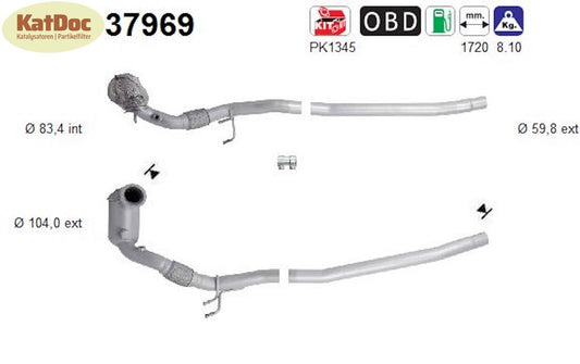 Katalysator Audi A3, Seat Ateca/Leon, Skoda Karoq/Octavia, VW Golf 7, Euro 6 - KatDoc