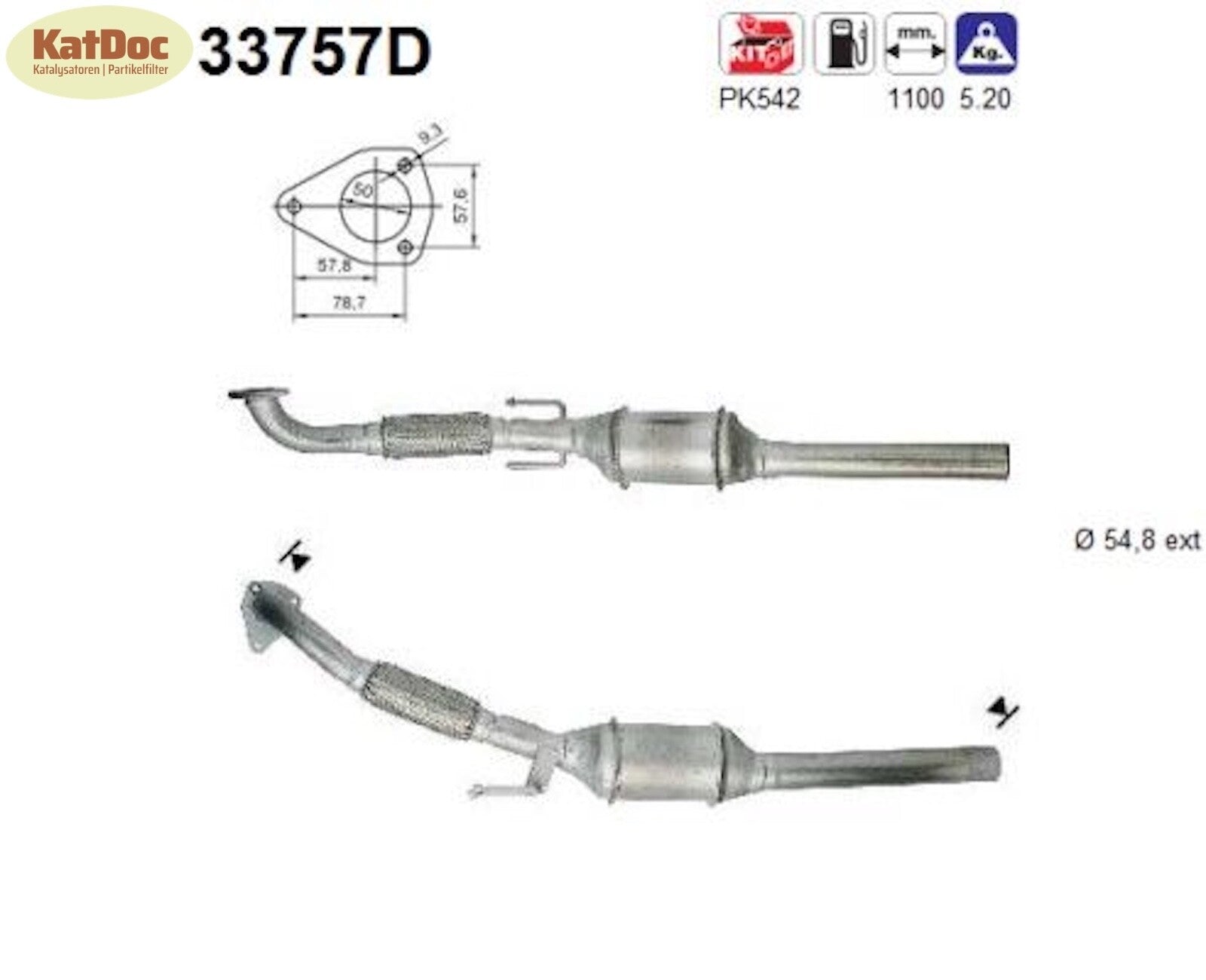 Katalysator Audi A3, Seat Toledo/Leon,VW New Beetle, Golf 4/Bora, 1.9, Euro 1&2 - KatDoc