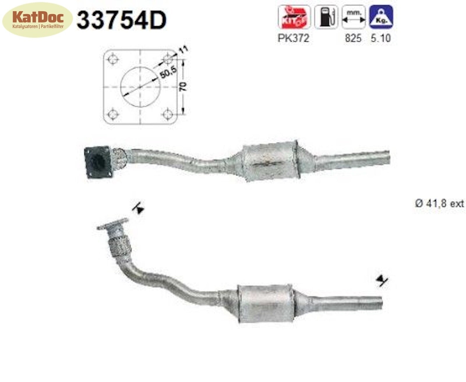 Katalysator für Seat Inca, VW Caddy, 1.9 D, 47kW, Euro 1&2 - KatDoc